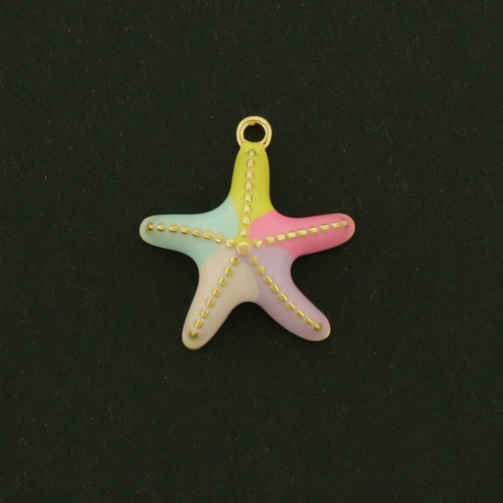 18k Starfish Charms - 18k Plated Brass with Enamel - Beach Pendant - GLD1219