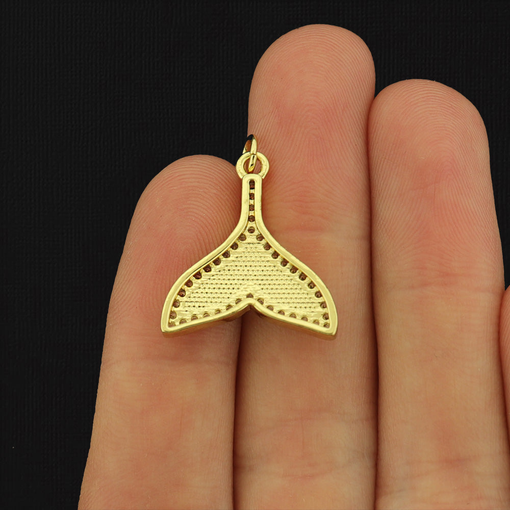 18k Whale Tail Charm - Ocean Pendant - 18k Gold Plated - BR039