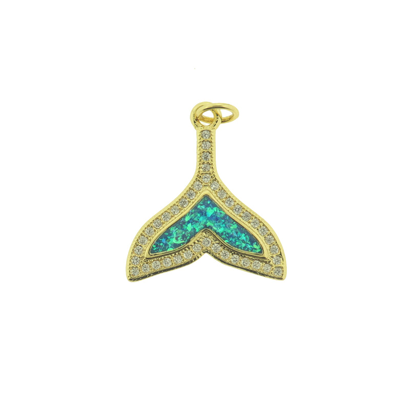 18k Whale Tail Charm - Ocean Pendant - 18k Gold Plated - BR039