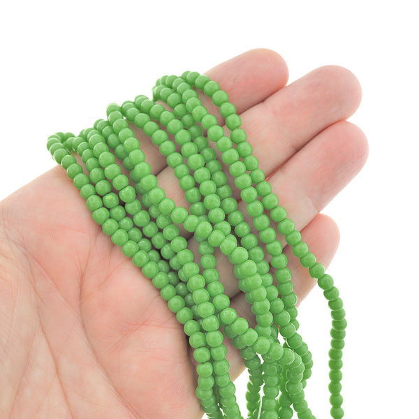 SALE Round Glass Beads 4mm - Green - 1 Strand 73 Beads - LBD2009
