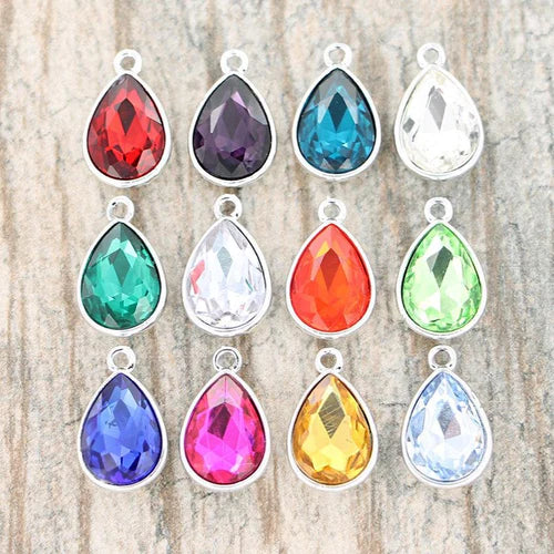 4 Birthstone Antique Silver Tone Charms - Choose Your Month