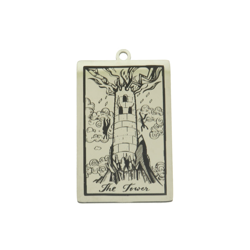 The Tower Tarot Card Titanium Steel Charm - SSP105