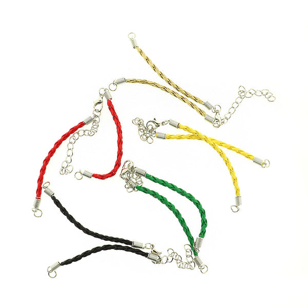Assorted Color Imitation Leather Connector Bracelet - 170mm - 2 Bracelets - N042
