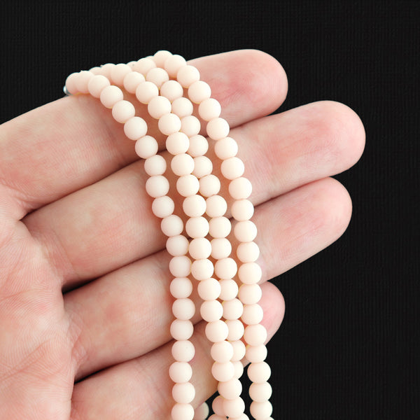 Round Cultured Sea Glass Beads 4mm - Light Pink - 1 Strand 48 Beads - U196