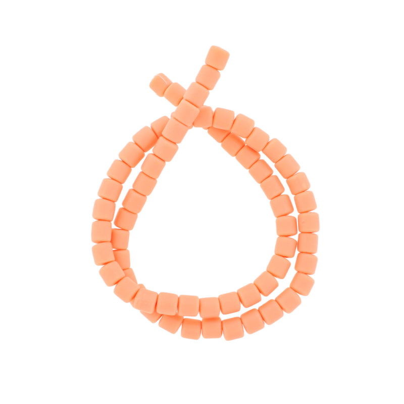 Column Polymer Clay Beads 6mm - Coral - 1 Strand 63 Beads - BD700
