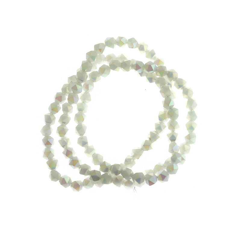 Faceted Imitation Jade Beads 6mm - Electroplated White - 1 Strand 100 Beads - BD841