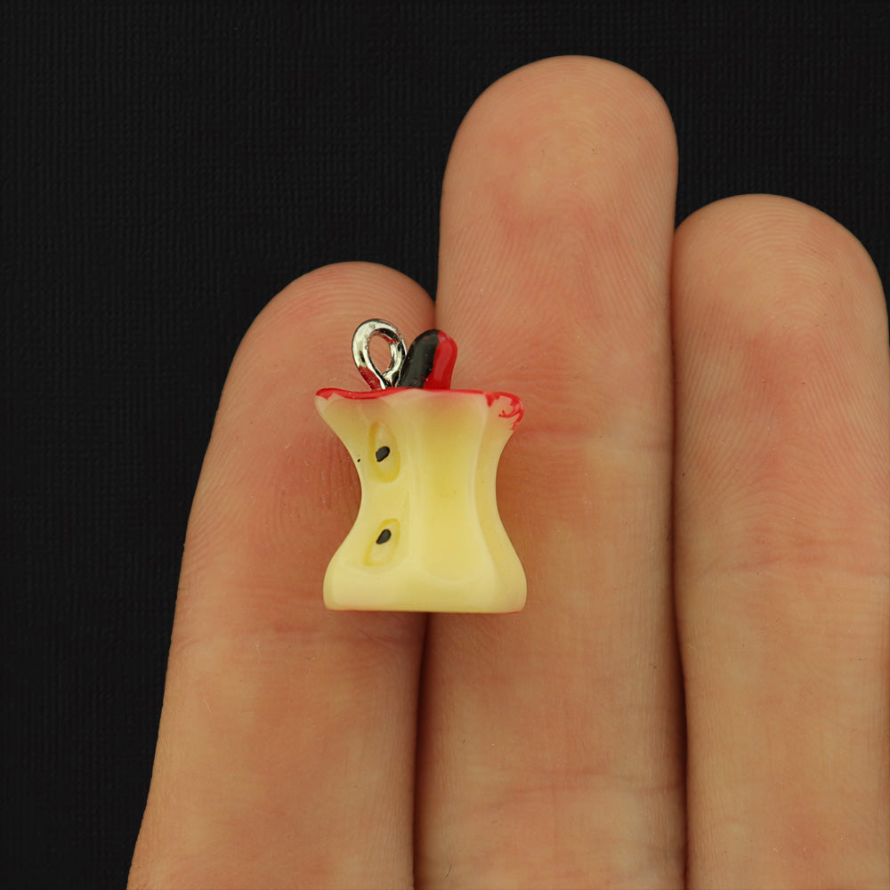 2 Apple Core Resin Charms 3D - K123