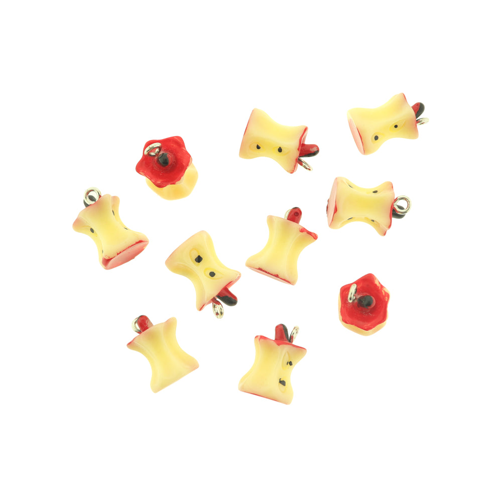2 Apple Core Resin Charms 3D - K123
