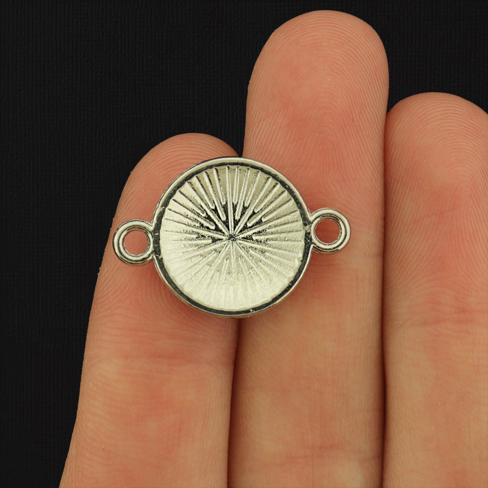 2 Baseball Silver Tone Enamel Connector Charms - E583