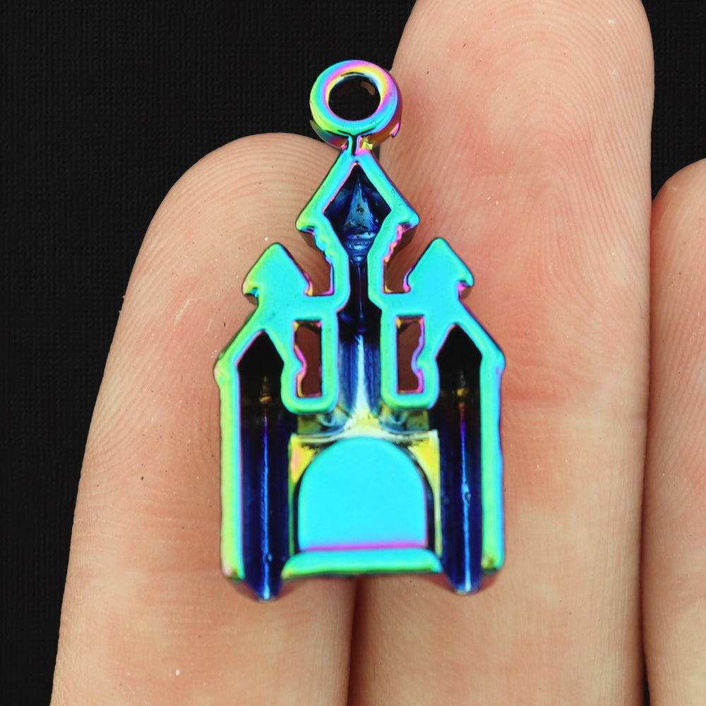 2 Castle Rainbow Electroplated Charms - SC271