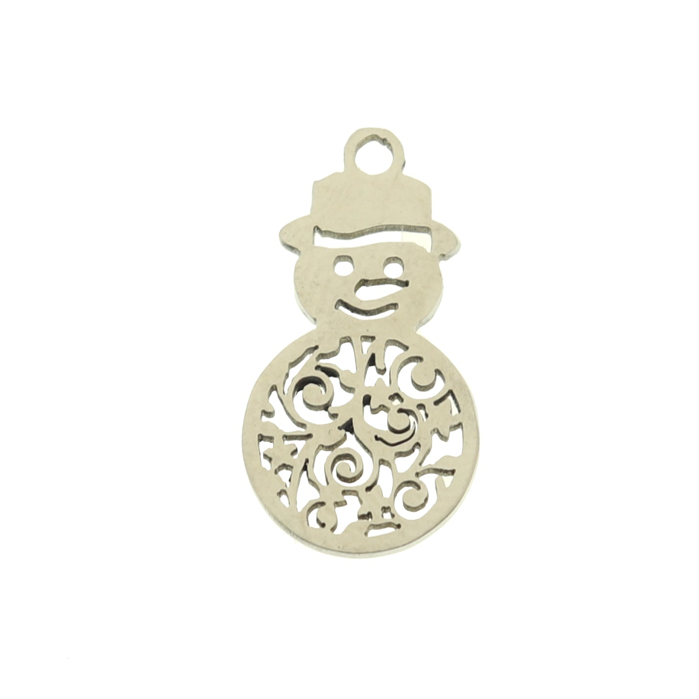 2 Christmas Snowman Silver Tone Stainless Steel Charms - SSP065