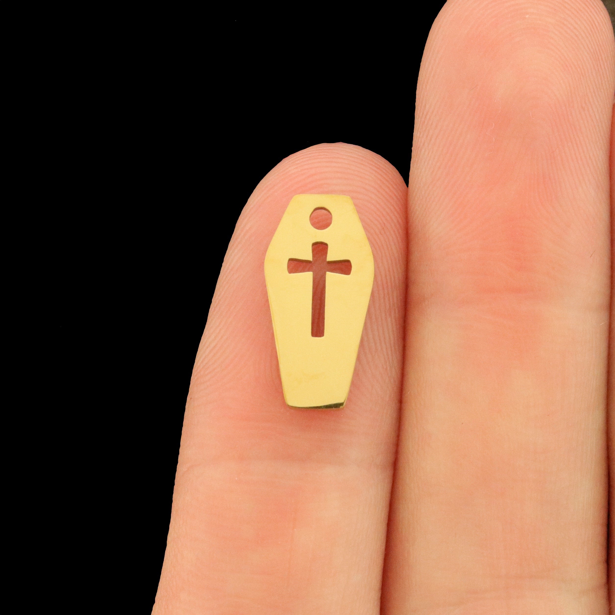 2 Coffin Stainless Steel Charms - Choose Your Color!