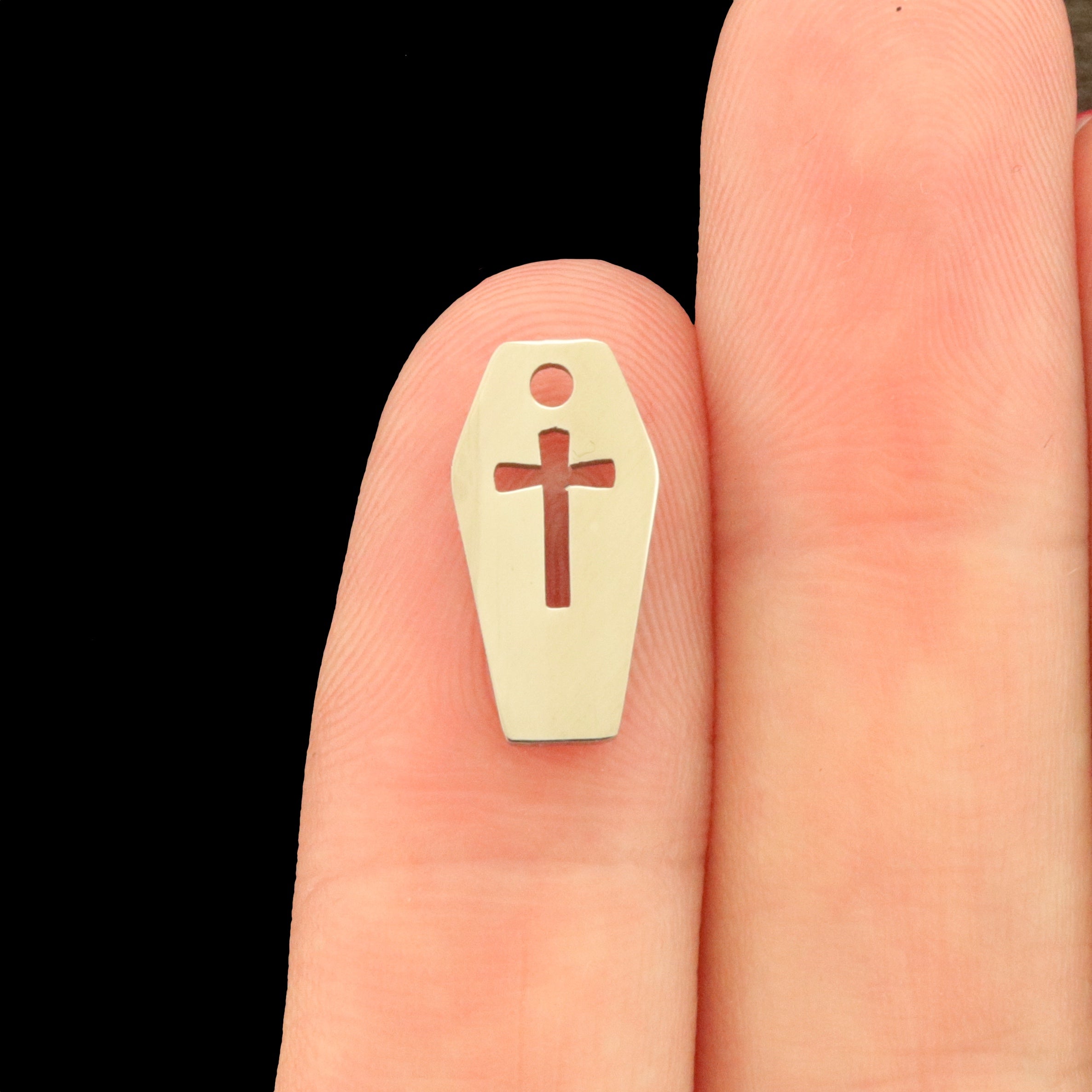 2 Coffin Stainless Steel Charms - Choose Your Color!