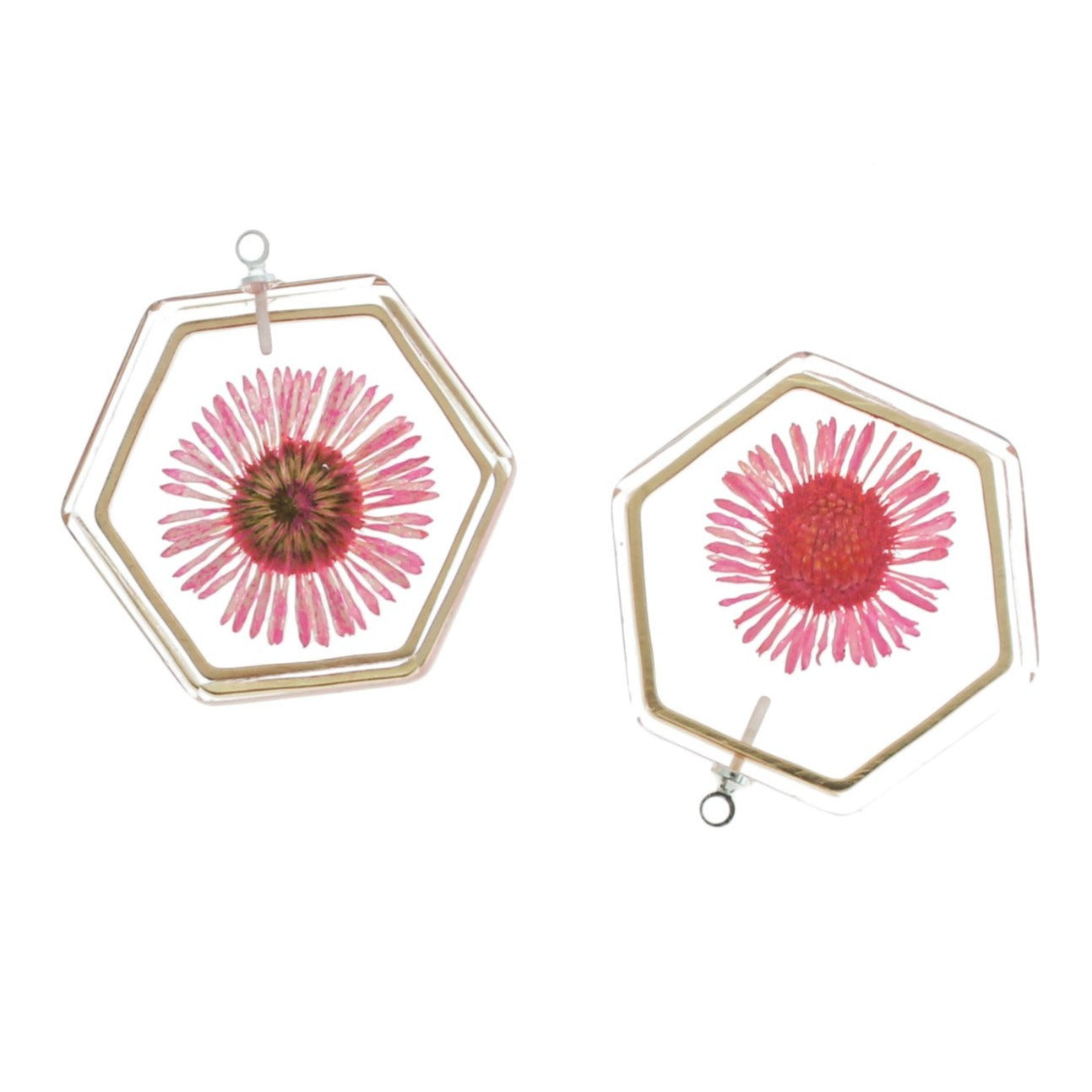 2 Dried Flower Silver Tone and Resin Charms - Choose Your Color!