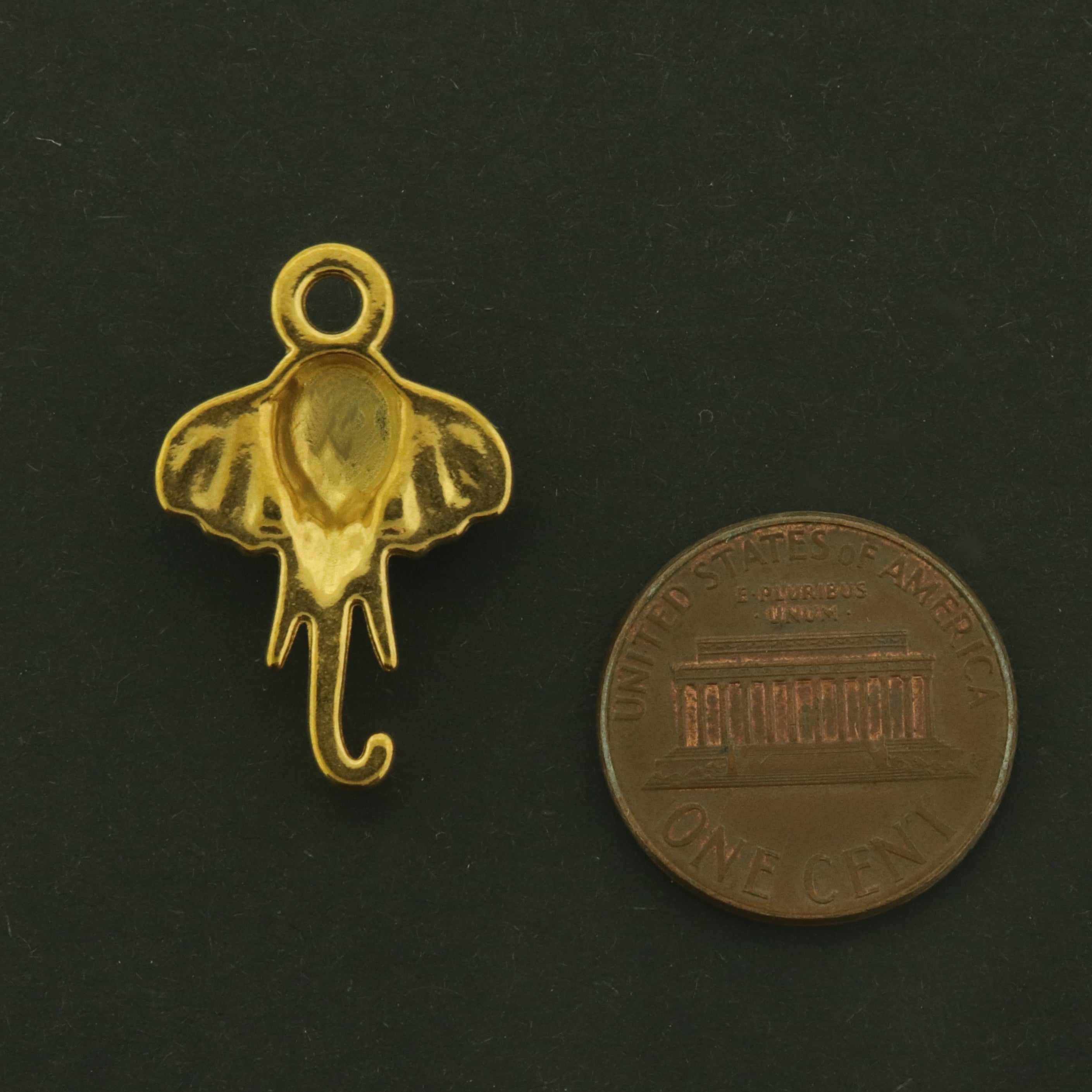 2 Elephant Charms - 18k Gold Plated Stainless Steel - GLD1079