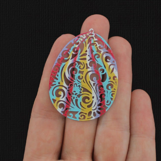 2 Filigree Easter Egg Enamel Charms - E125