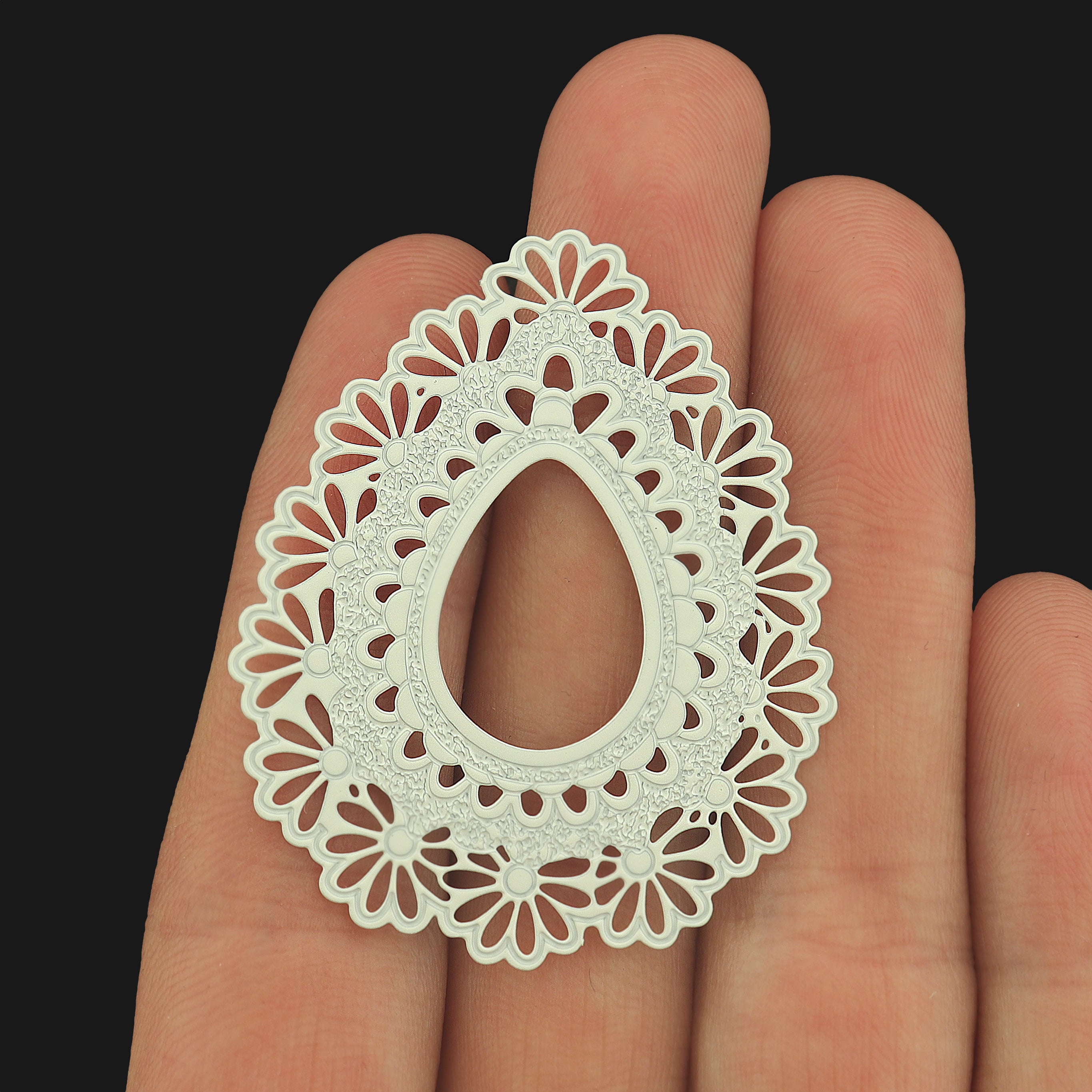 2 Filigree Teardrop Enamel Charms - Choose From 5 Colors!