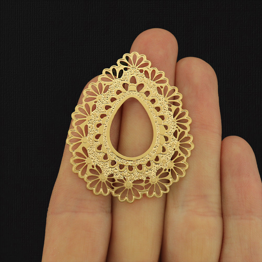 2 Filigree Teardrop Enamel Charms - Choose From 5 Colors!