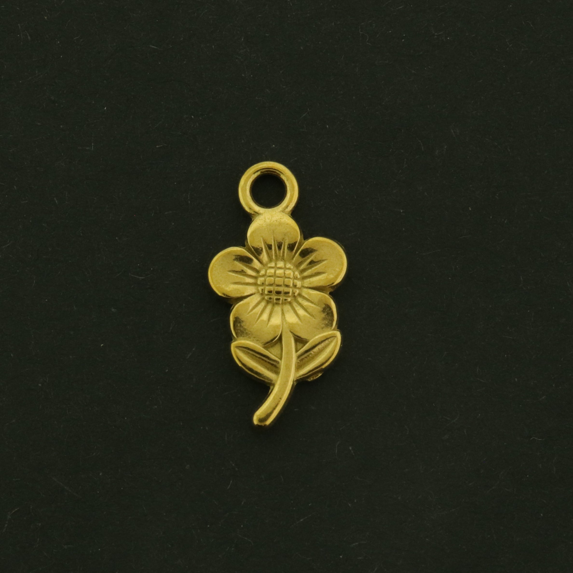 2 Flower Charms - 18k Gold Plated Stainless Steel - GLD1081