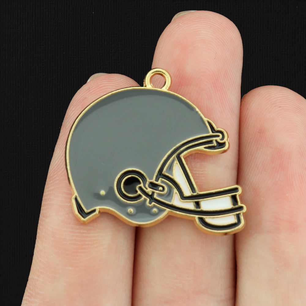 2 Football Helmet Gold Tone Enamel Charms - Choose Your Color