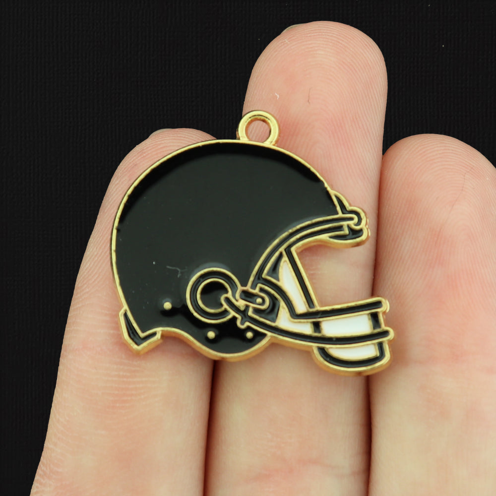 2 Football Helmet Gold Tone Enamel Charms - Choose Your Color
