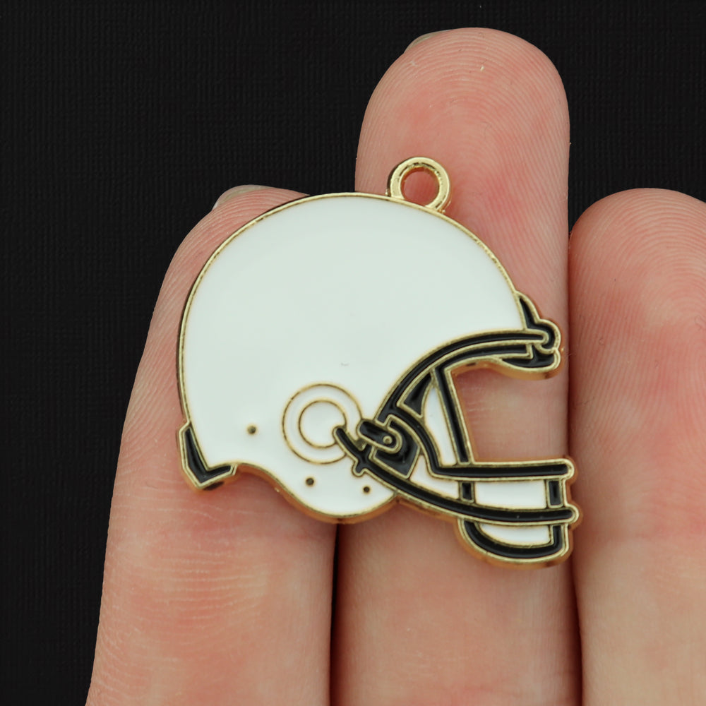 2 Football Helmet Gold Tone Enamel Charms - Choose Your Color