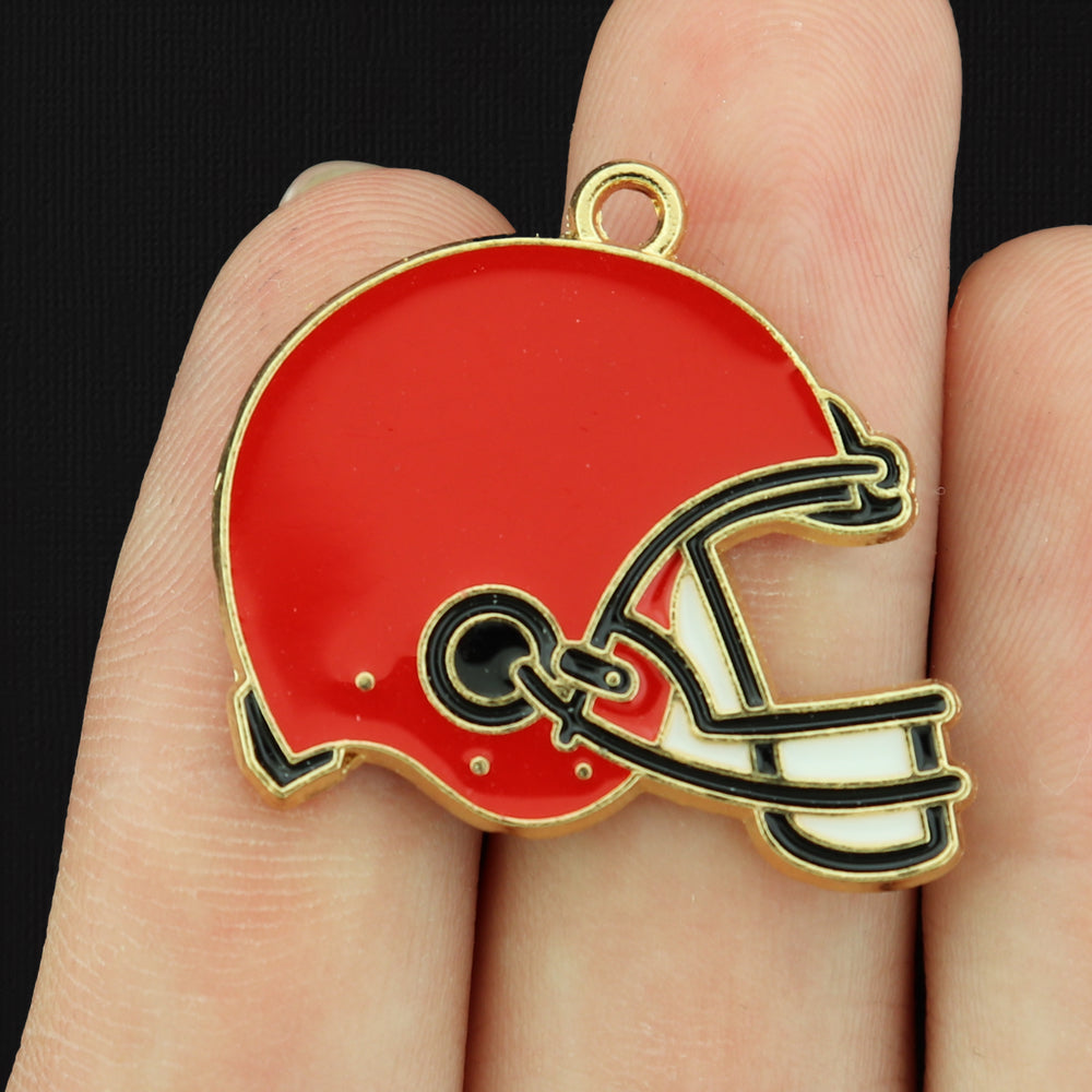 2 Football Helmet Gold Tone Enamel Charms - Choose Your Color