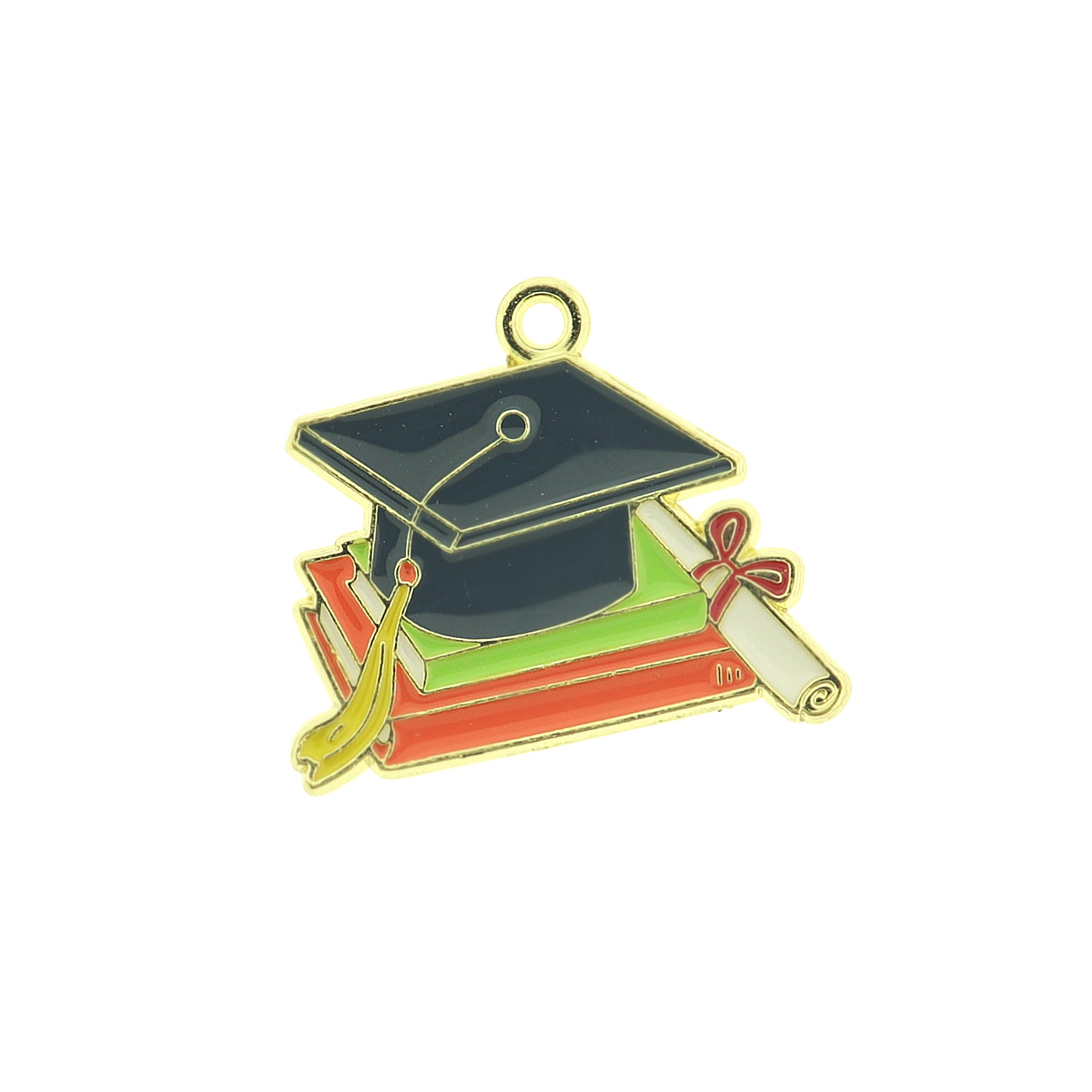 2 Graduation Gold Tone Enamel Charms - E660