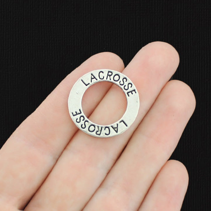 2 Lacrosse Antique Silver Tone Charms 2 Sided - SC1358