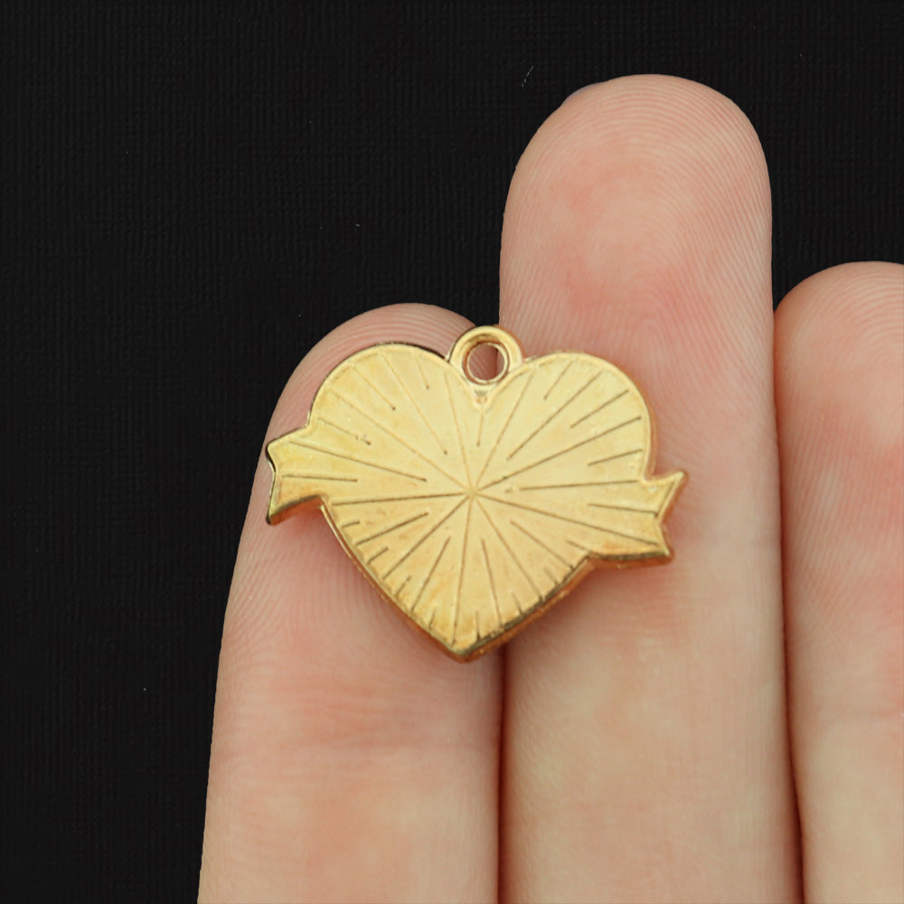 2 Love Wins Rainbow Heart Gold Tone Enamel Charms - E345