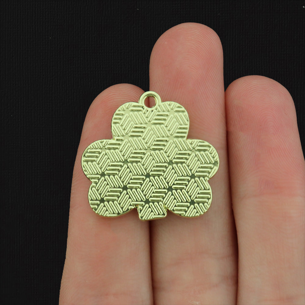 2 Luck Clover Gold Tone Enamel Charms - E191