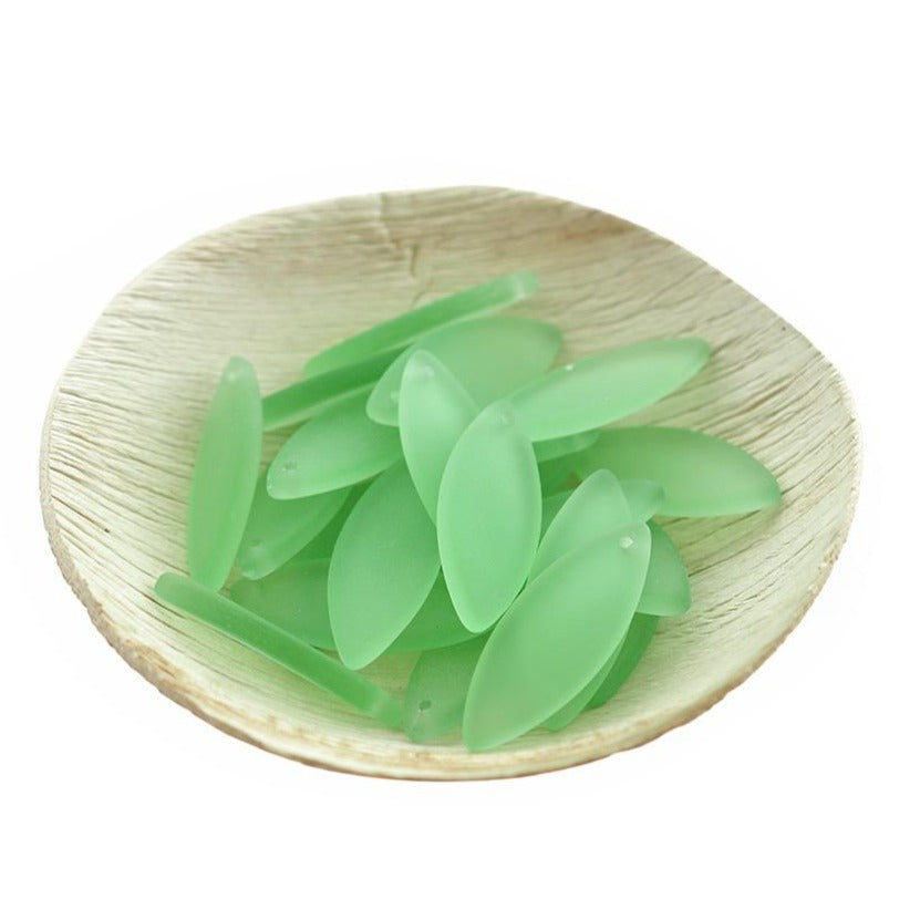 2 Marquise Cultured Sea Glass Charms - Choose Your Color!