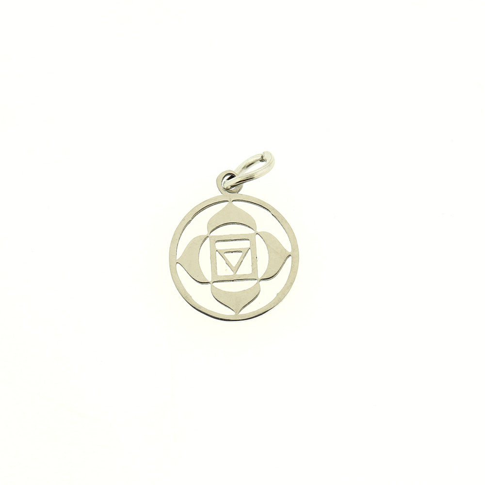 2 Muladhara or Mooladhara Yoga Healing Silver Tone Stainless Steel Charms 2 Sided - SSP615