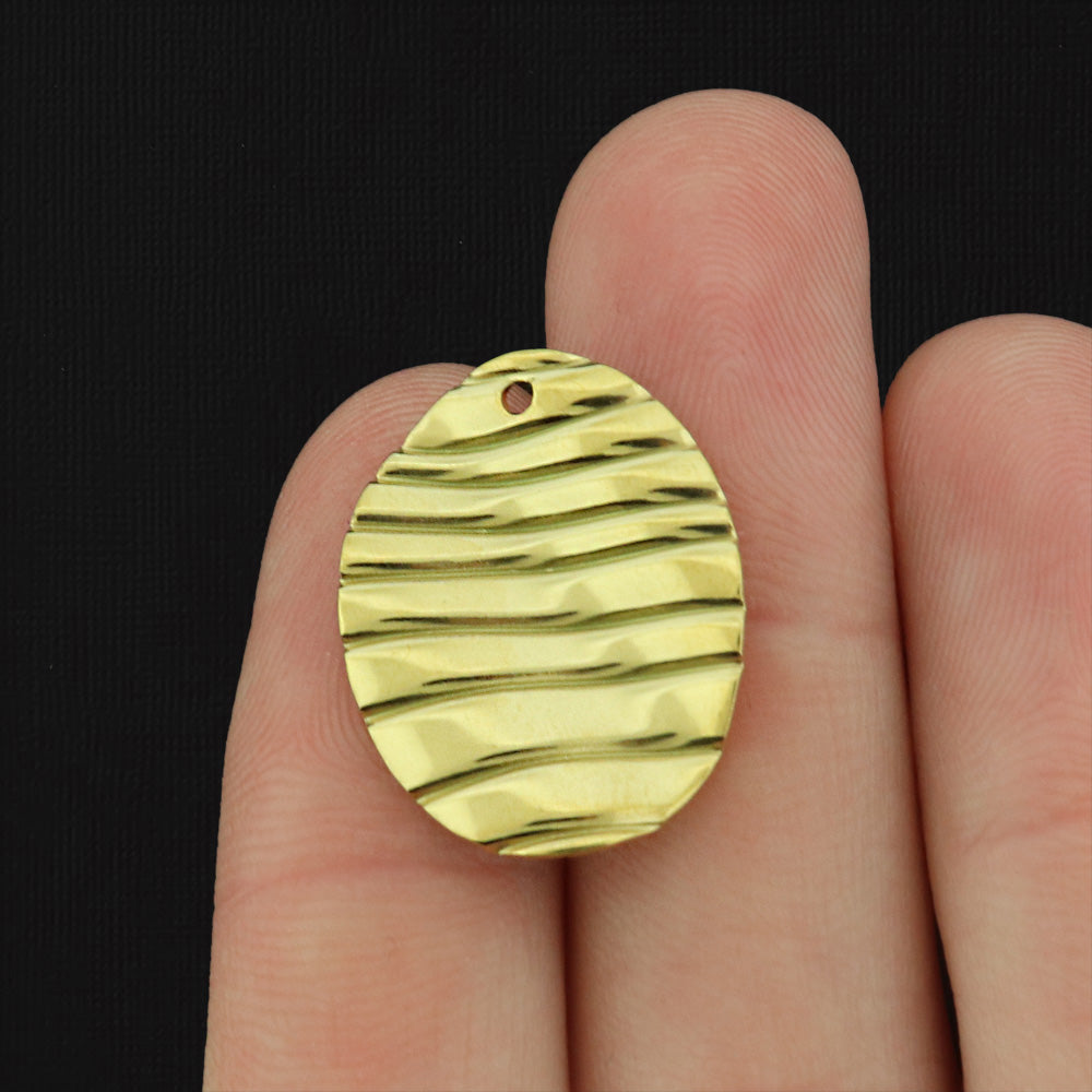 2 Oval Wave Stainless Steel Charm - Choose Your Tone