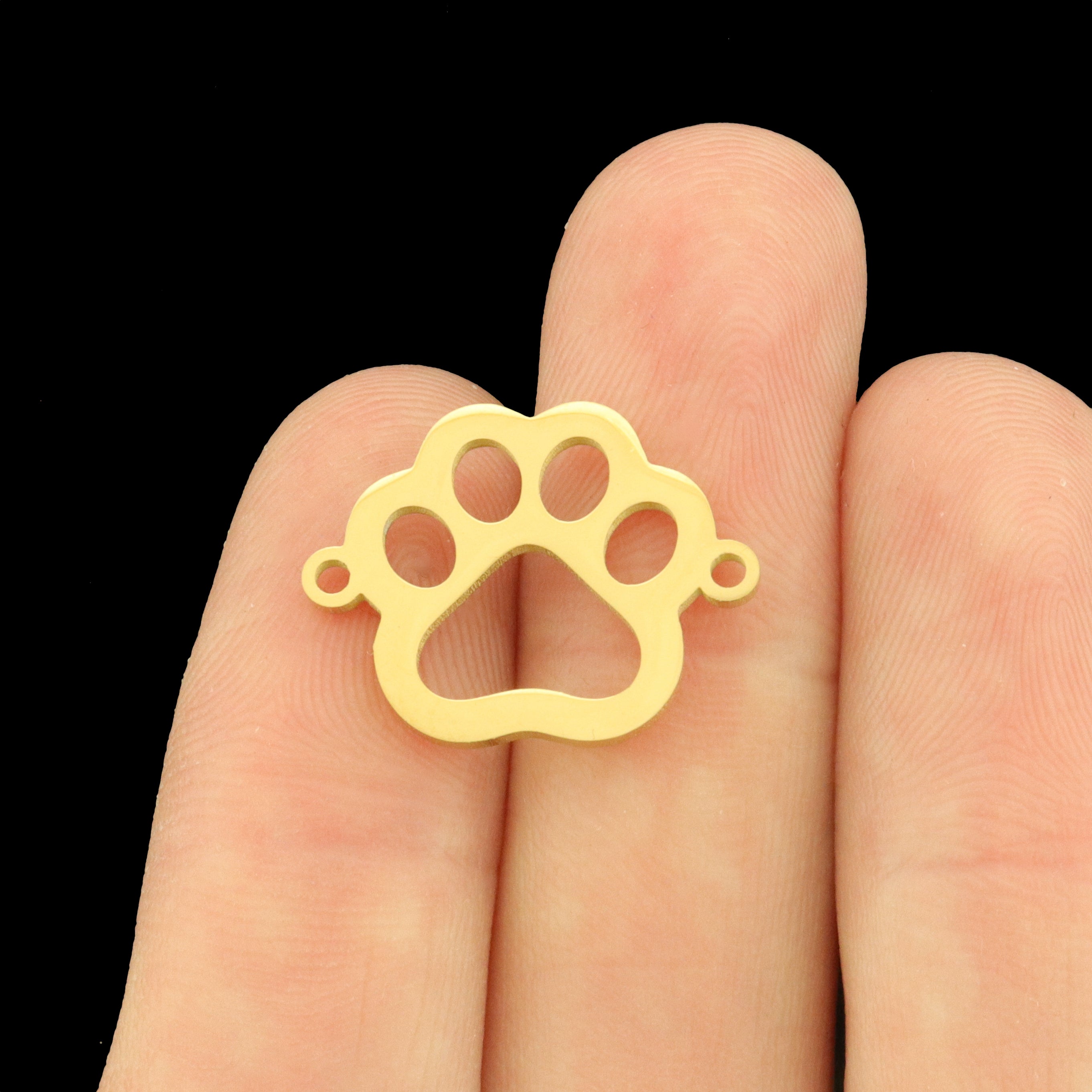 2 Paw Print Connector Stainless Steel Charms - Choose Your Color!