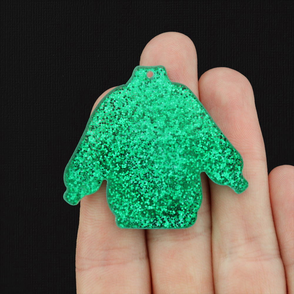 2 Santa Ugly Christmas Sweater Acrylic Charms - K290