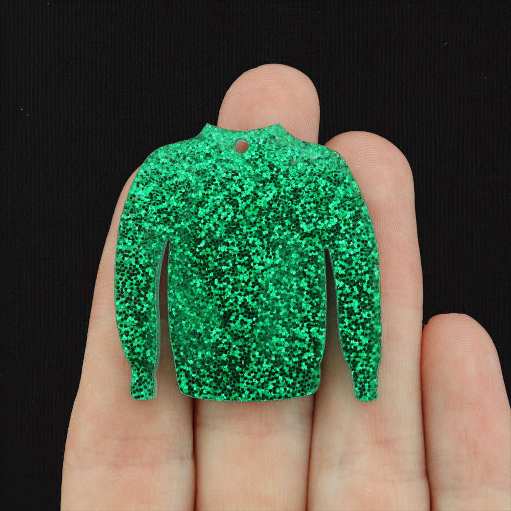 2 Snowflake Christmas Sweater Acrylic Charms - Choose Your Color