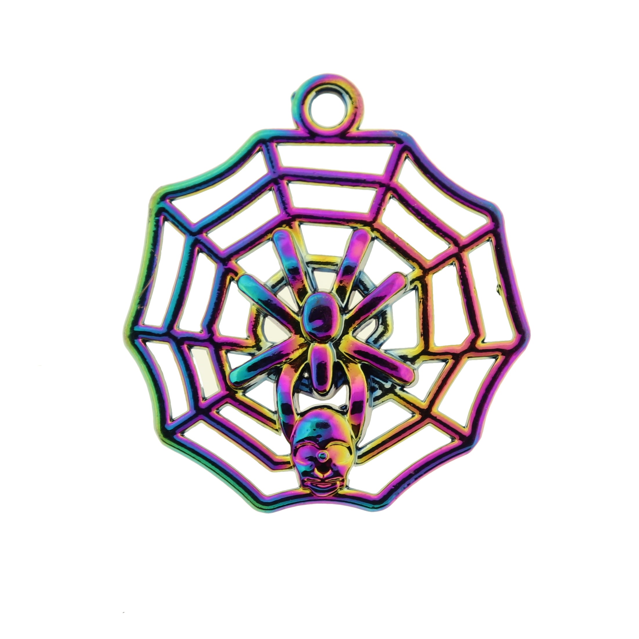 2 Spider Web Rainbow Electroplated Charms - SC266