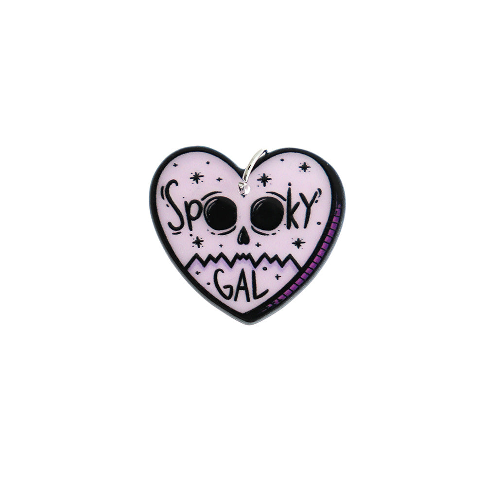 2 Spooky Gal Heart Acrylic Charms - K082