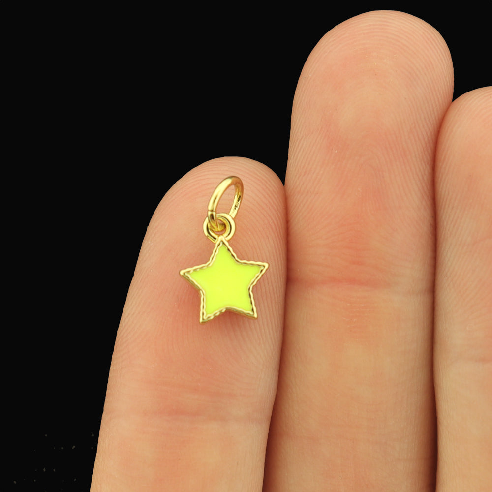 2 Star Gold Plated Copper Enamel Charms - Choose Your Color