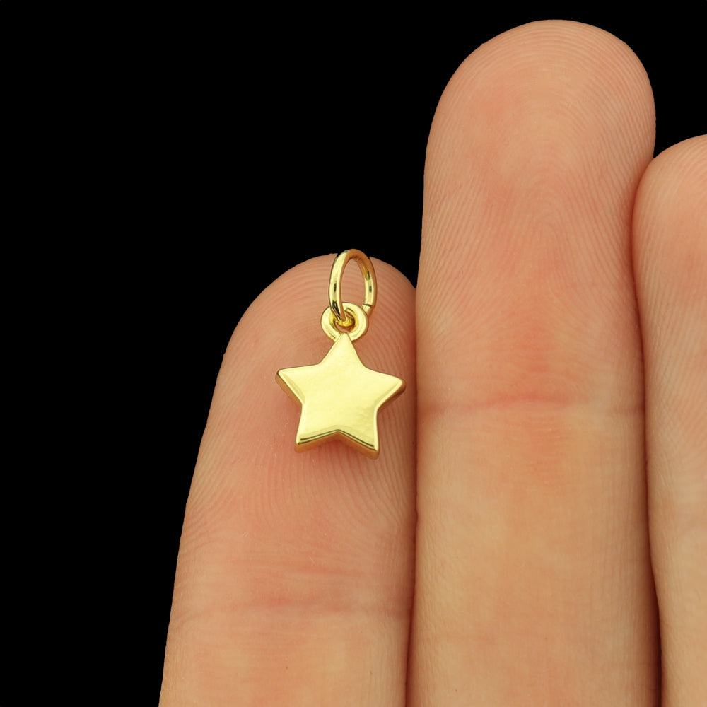 2 Star Gold Plated Copper Enamel Charms - Choose Your Color