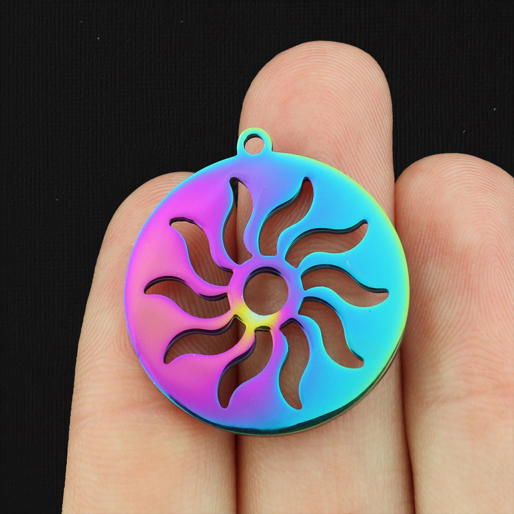 2 Sun Cut Out Stainless Steel Charm 2 Sided - Choose Your Tone