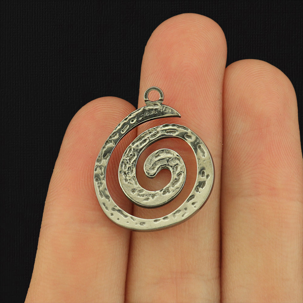 2 Swirl Stainless Steel Charms - SSP729