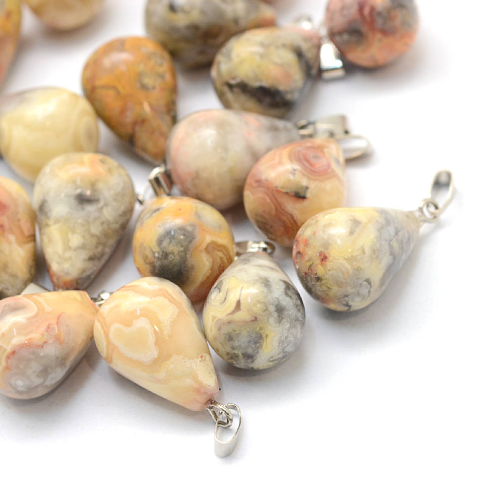 2 charmes de pierres précieuses en forme de larme Unakite - GEM063