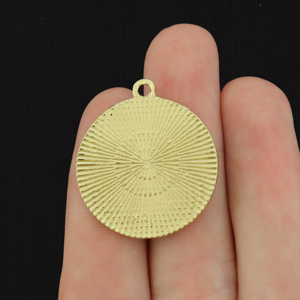 2 Whales Keep our Ocean Clean Gold Tone Enamel Charms - E249