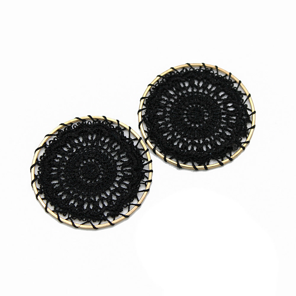 2 Woven Lace Gold Tone Pendants - Choose Your Color!