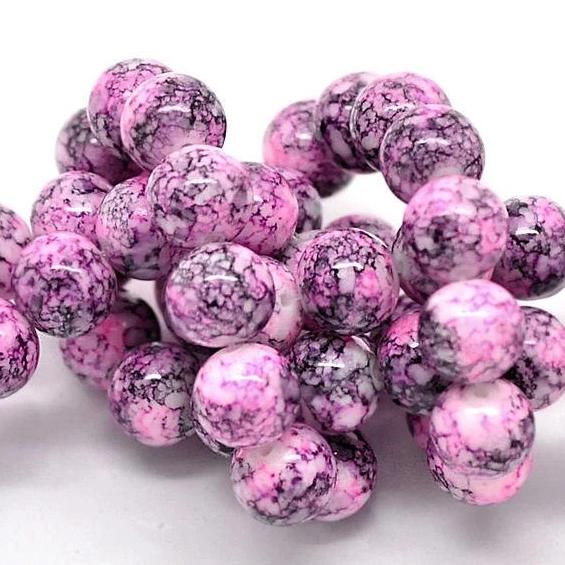 Perles de Verre Rondes 10mm - Rose Bubblegum - 20 Perles - BD783