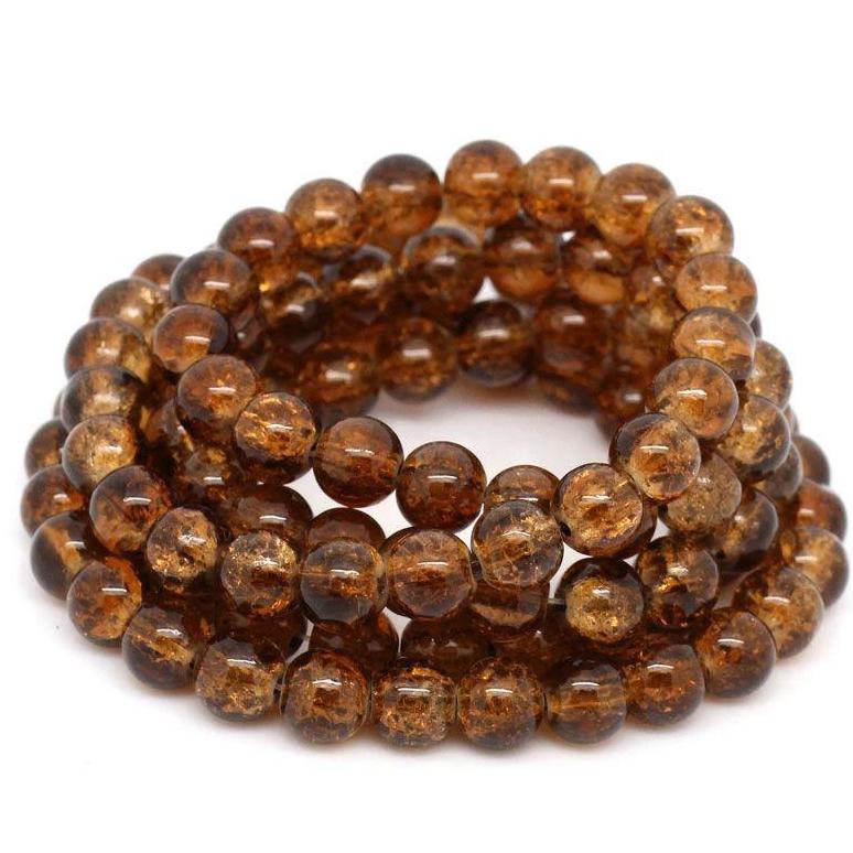 20 Round Glass Beads - 8mm - Crackle Glass - Choose Your Color!