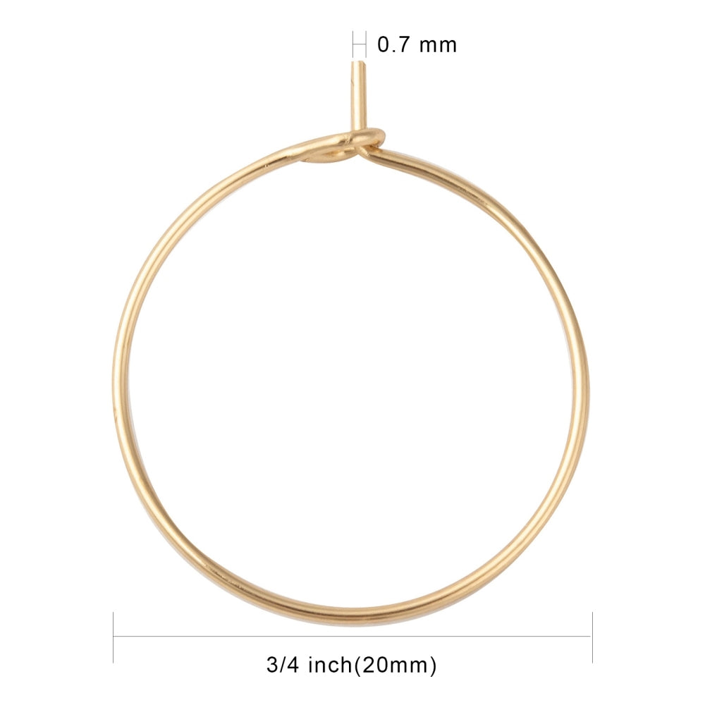 20 Surgical Stainless Wine Charm Hoops - Silver or 18k Gold Plated - Choose Your Size!