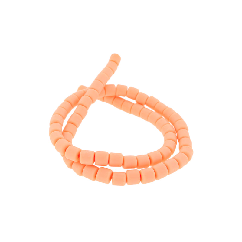 Column Polymer Clay Beads 6mm - Coral - 1 Strand 63 Beads - BD700